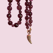 Collana TALISMANI - QUARZO FUME' - chiusura gioiello - cm 60- charm  Corno