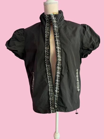 Chanellina jacket - giacchina camicia nera antivento con passamaneria