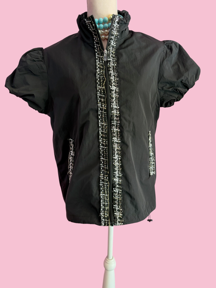 Chanellina jacket - giacchina camicia nera antivento con passamaneria