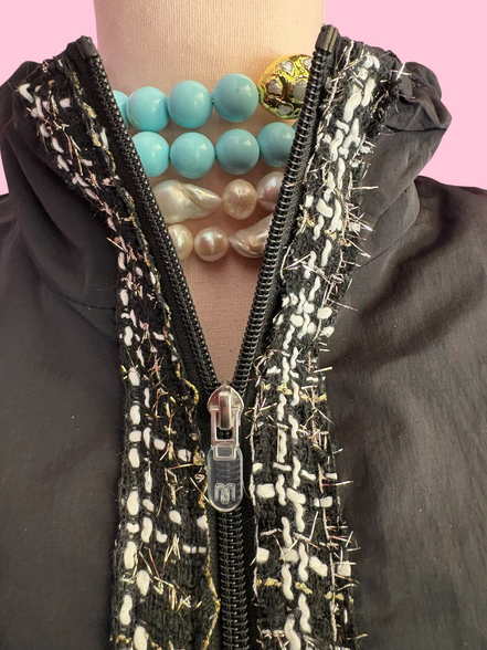 Chanellina jacket - giacchina camicia nera antivento con passamaneria