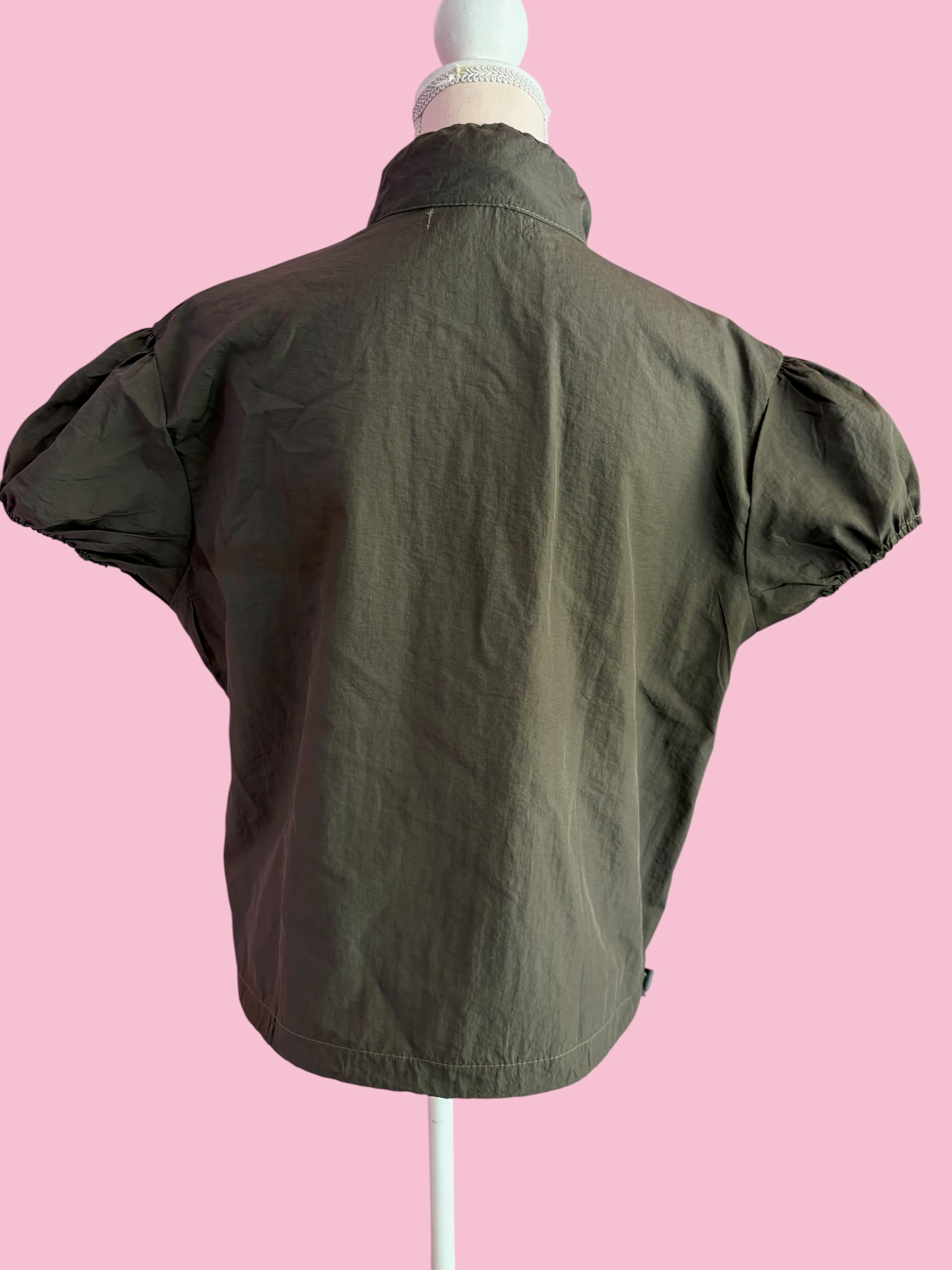 Chanellina jacket - giacchina camicia verde antivento con passamaneria