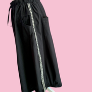 Gonna lunga CHANELLINA in lino nero con passamaneria