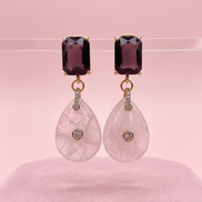 Earrings - JAIPUR amethyst drop with black crystals