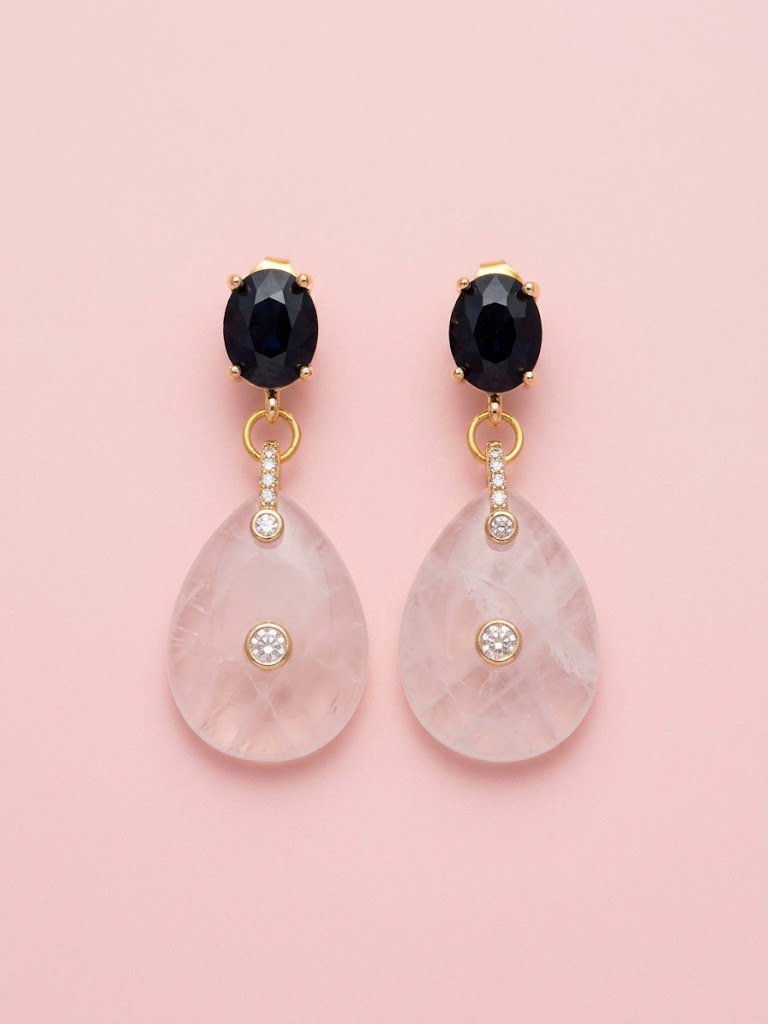 Ohrringe – JAIPUR Tropfen Amethyst mit schwarzen Kristallen