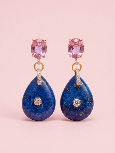 Ohrringe – JAIPUR Tropfen Amethyst mit schwarzen Kristallen