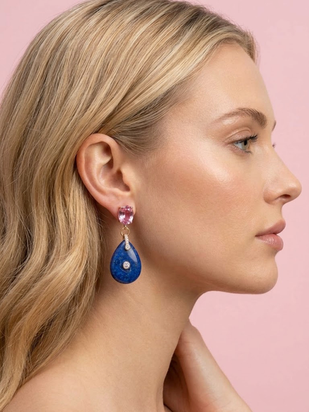 Ohrringe – JAIPUR Tropfen Amethyst mit schwarzen Kristallen