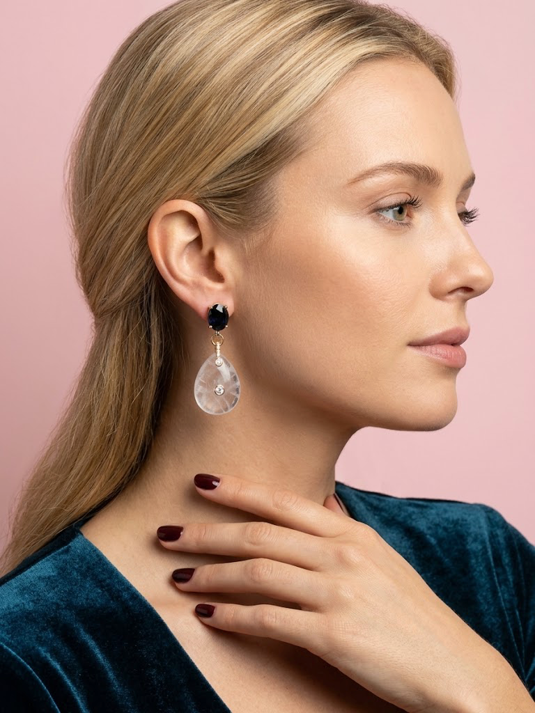 Ohrringe – JAIPUR Tropfen Amethyst mit schwarzen Kristallen