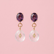 Earrings - JAIPUR drop onyx with green crystals