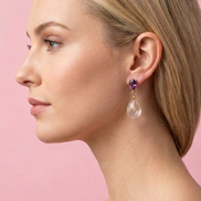 Earrings - JAIPUR drop onyx with green crystals
