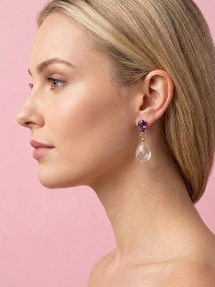 Earrings - JAIPUR drop onyx with green crystals