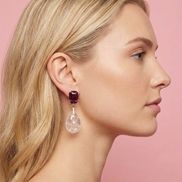 Earrings - JAIPUR amethyst drop with black crystals