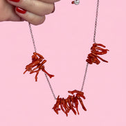 Collezione Mediterranea - Collana argento 925 rodio con rametti corallo rosso naturale