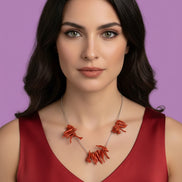 Collezione Mediterranea - Collana argento 925 rodio con rametti corallo rosso naturale