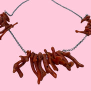Collezione Mediterranea - Collana argento 925 rodio con rametti corallo rosso naturale
