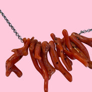 Collezione Mediterranea - Collana argento 925 rodio con rametti corallo rosso naturale
