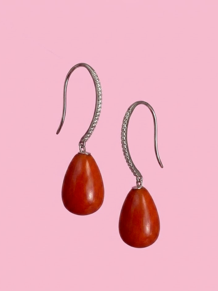 Orecchini ICONICI -MEDITERRANEA argento 925  con gocce corallo