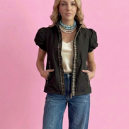Chanellina jacket - giacchina camicia nera antivento con passamaneria