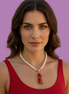 Collezione Mediterranea - Collana perle coltivate con charm corallo rosso naturale