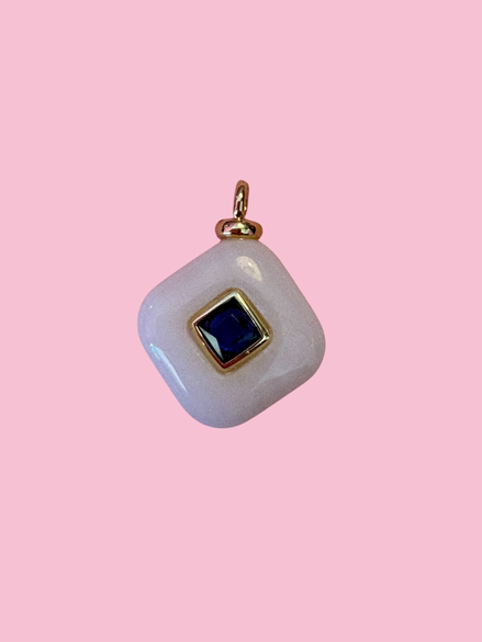 CHARMS  ciondolo  - JAIPUR agata bianca con topazio azzurro
