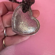 Collana di topazio fumè pendente cuore con pave di zirconi