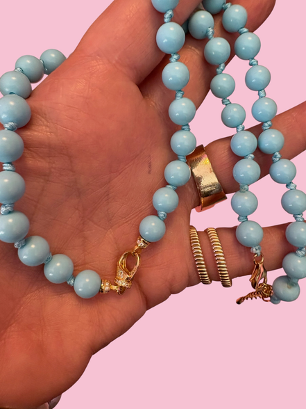 Collana - OCEANO turchese mm 8 e argento 925