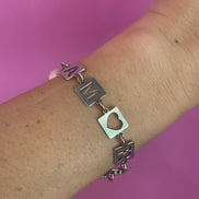 Bracciale AMORE argento 925 rodio con perle semiround