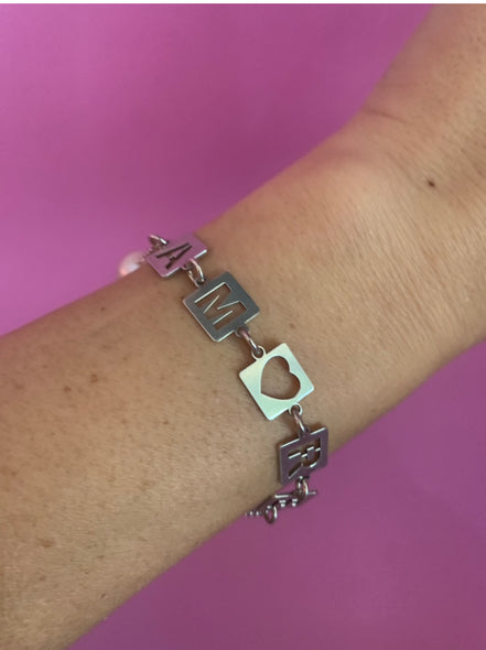 Braccialetto AMORE in argento con perle