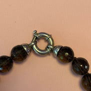 Collana di topazio fumè pendente cuore con pave di zirconi