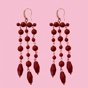 Chandelier - Orecchini con cascata di corallo rosso