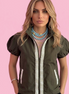 Chanellina jacket - giacchina camicia verde antivento con passamaneria