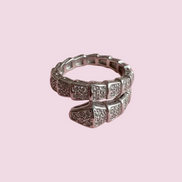 WHITE SNAKE ring in rhodium-plated 925 silver with cubic zirconia