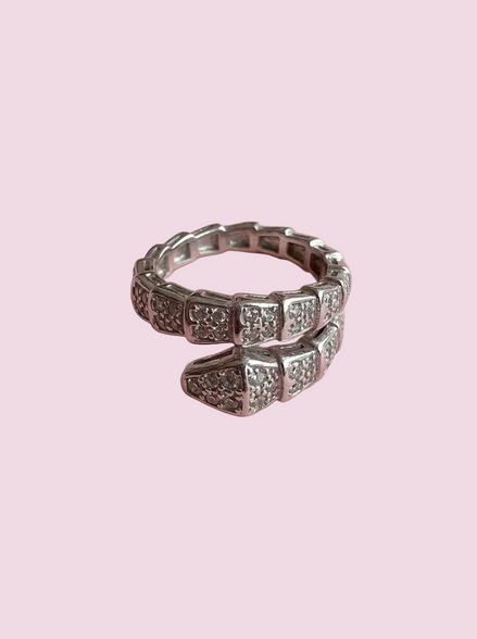 Anello SNAKE - rodiato con zirconi