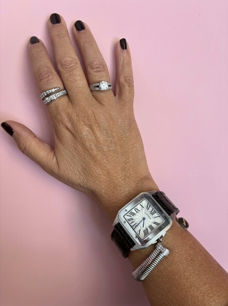 WHITE SNAKE ring in rhodium-plated 925 silver with cubic zirconia