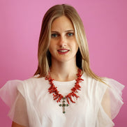 Collezione Mediterranea - Collana di Corallo rosso naturale e Croce