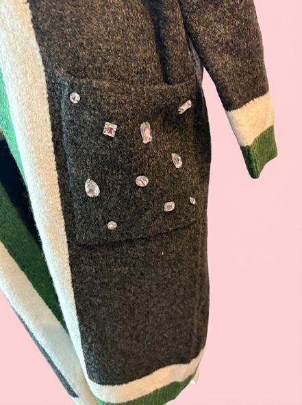 Cardigan Gioiello : cardigan Oversize grey con Cristalli – Lusso Couture