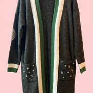 Cardigan Gioiello : cardigan Oversize grey con Cristalli – Lusso Couture