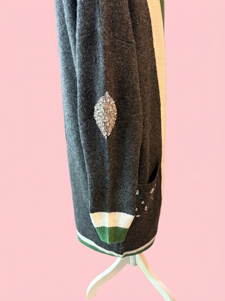 Cardigan Gioiello : cardigan Oversize grey con Cristalli – Lusso Couture