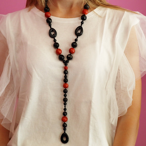 MEDITERRANEA collana Y di onice e madrepora