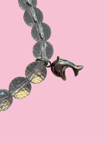 Bracciale Bisette - MEDITERRANEA  cristallo di rocca con corallo bamboo e delfino  argento 925