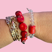 Bracciale Bisette - MEDITERRANEA  cristallo di rocca con corallo bamboo e delfino  argento 925
