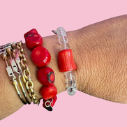 Bracciale Bisette - MEDITERRANEA  cristallo di rocca con corallo bamboo e delfino  argento 925