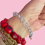 Bracciale Bisette - MEDITERRANEA  cristallo di rocca con corallo bamboo e delfino  argento 925