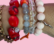 Bracciale Bisette - MEDITERRANEA  cristallo di rocca con corallo bamboo e delfino  argento 925