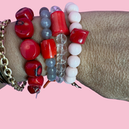 Bracciale Bisette - MEDITERRANEA  cristallo di rocca con corallo bamboo e delfino  argento 925