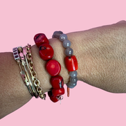 Bracciale Bisette - MEDITERRANEA  labradorite con corallo bamboo e rametto corallo charm