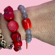 Bracciale Bisette - MEDITERRANEA  labradorite con corallo bamboo e rametto corallo charm
