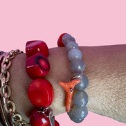 Bracciale Bisette - MEDITERRANEA  labradorite con corallo bamboo e rametto corallo charm