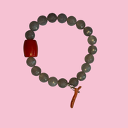 Bracciale Bisette - MEDITERRANEA  labradorite con corallo bamboo e rametto corallo charm