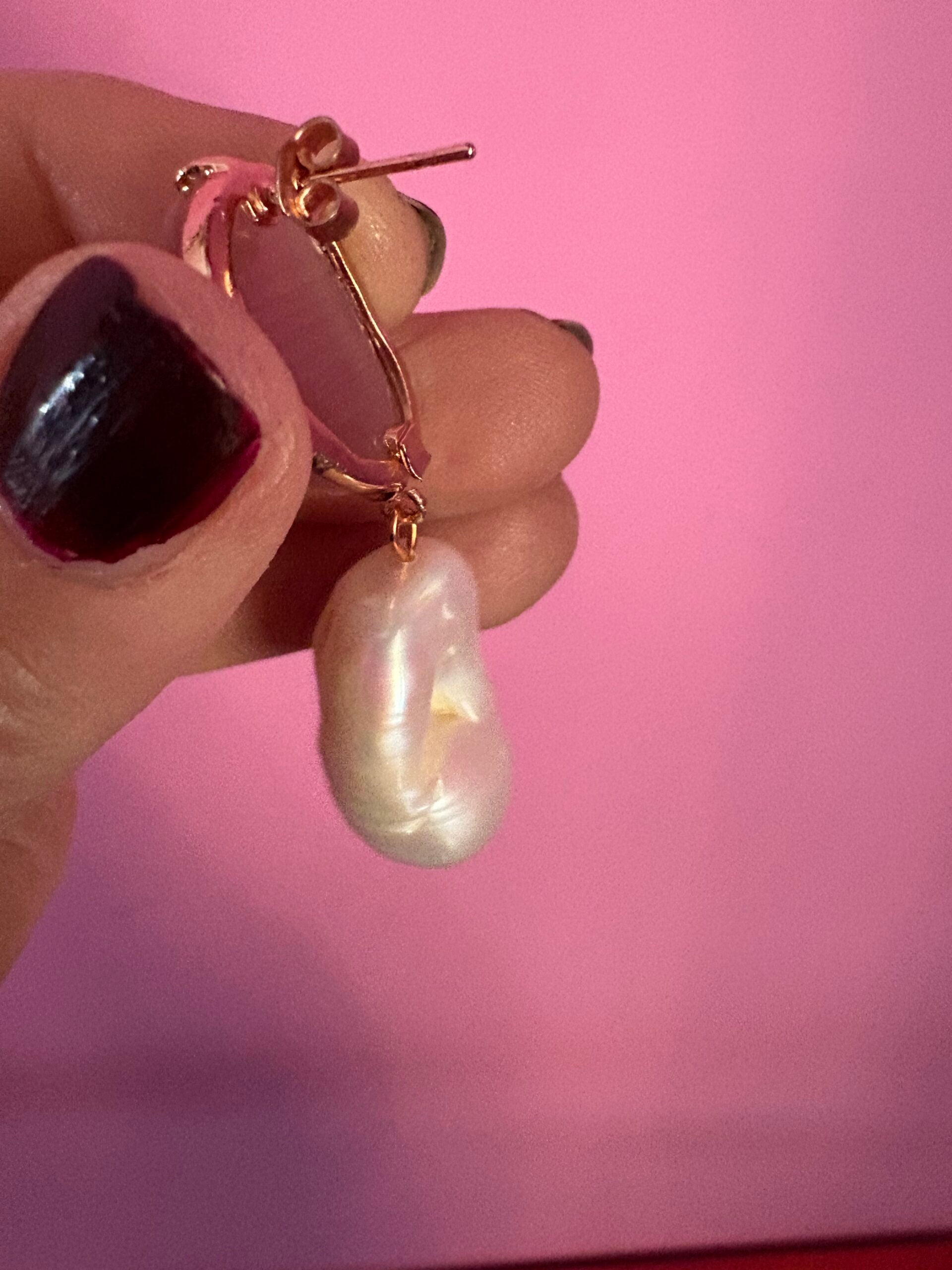 Orecchini  - quarzo rosa con grandi perle coltivate barocche