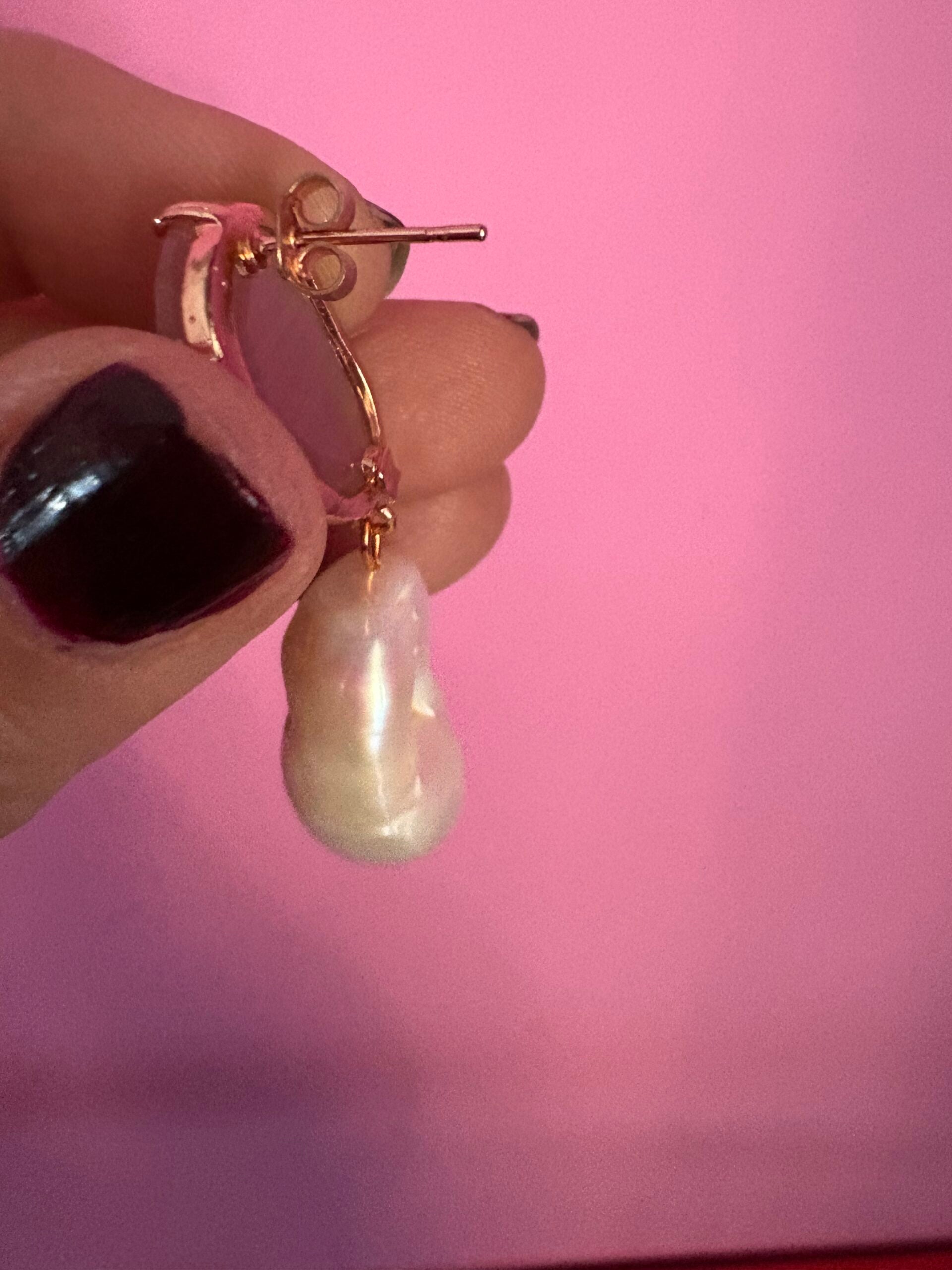 Orecchini  - quarzo rosa con grandi perle coltivate barocche
